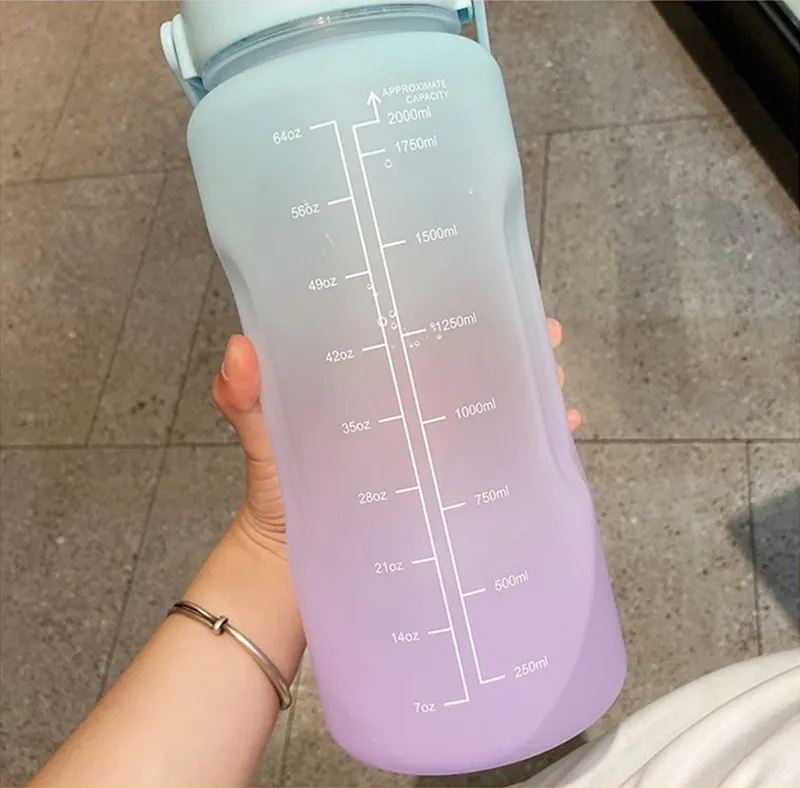 2L Water Bottle With Time Marker