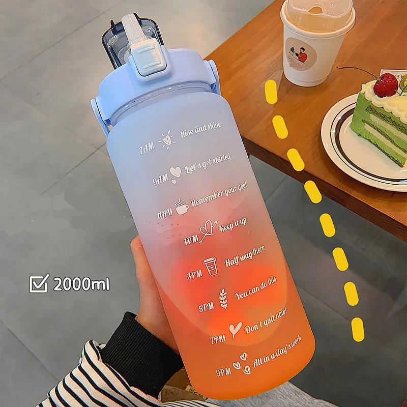 2L Water Bottle With Time Marker