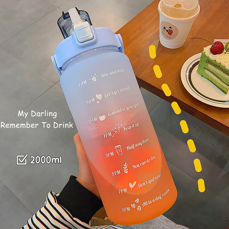 2L Water Bottle With Time Marker