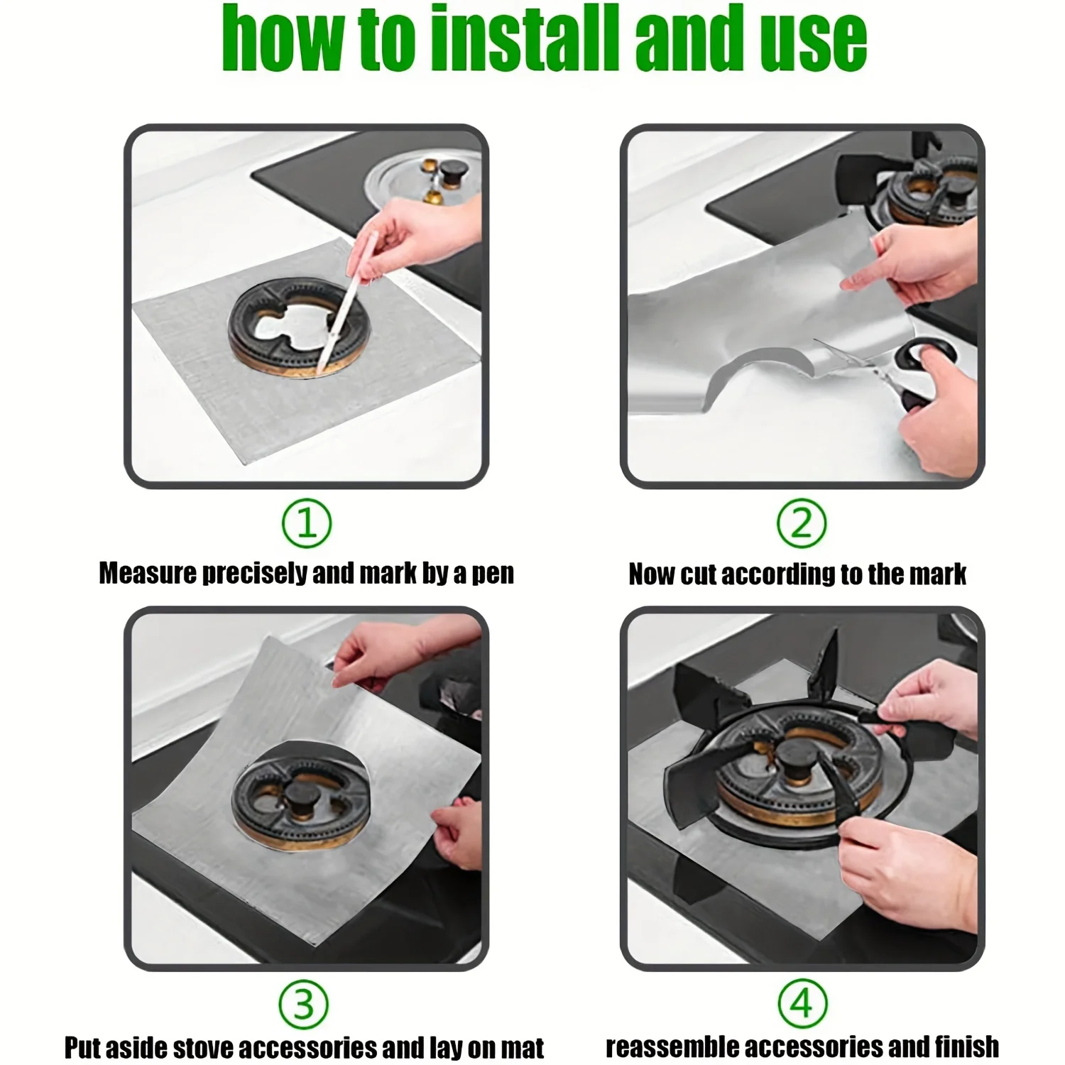 4pcs Gas Stove Oil-proof Mat - Cuttable ,Convenient To Wash